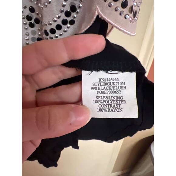 Crystal Doll Medium Black and Beige Embellished Dressy Romper - Picture 5 of 6